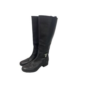 Michael Kors Ryan Tall Boots 5.5M Women Riding Black Below Knee Leather Zip Up